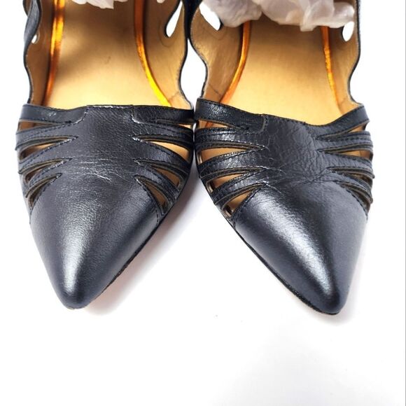 L.A.M.B Kegan Leather Pointed Toe Stiletto Heels Black Size 10M - Picture 4 of 9